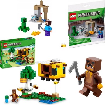 ZESTAW LEGO MINECRAFT 21241 PSZCZELI UL + GRATIS LEGO 30647 JASKINA