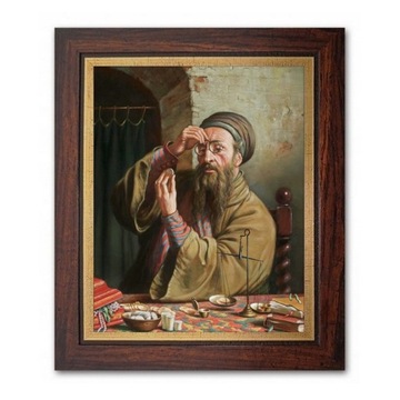 PORTRET ŻYDA Z PIENIĄŻKIEM ŻYD NA SZCZĘŚCIE OBRAZ + rama na prezent