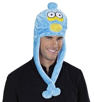 ПЛЮШЕВАЯ ШАПКА С ПОМПОНАМИ СИНЯЯ ПТИЦА