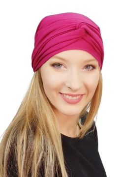 Turban Lara Bm-406 gotowa chusta na głowę z bambusa kolor fuksja Eva Design