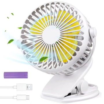 WENTYLATOR STOŁOWY MINI Z KLIPSEM I ŁADOWANIEM USB, BIAŁY