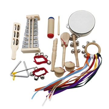 Zestaw instrumentów muzycznych dla dzieci Tamburyn Przenośne marakasy Drewn
