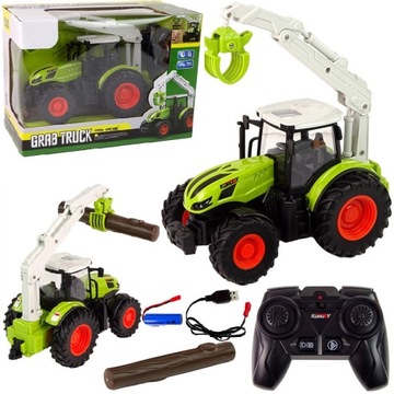 DUŻY TRAKTOR ZDALNIE STEROWANY RC CIĄGNIK GUMOWE KOŁA ŚWIATŁO LED