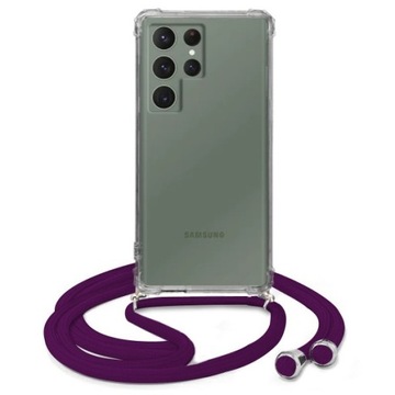 Etui CROSSBODY Do SAMSUNG S23 ULTRA Śliwkowy Sznurek Idealnie Dopasowany