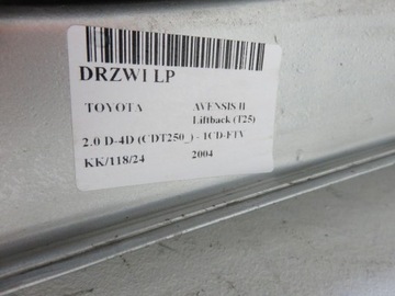 DVEŘE LEVÉ PŘEDNÍ TOYOTA AVENSIS II LIFTBACK (T25) 1C0