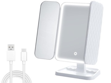 КОСМЕТИЧЕСКОЕ ЗЕРКАЛО СО СВЕТОДИОДНОЙ ПОДСВЕТКОЙ, СКЛАДНОЕ ЗЕРКАЛО ДЛЯ МАКИЯЖА