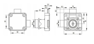 Мебельный замок SISO с двумя ригелями левый