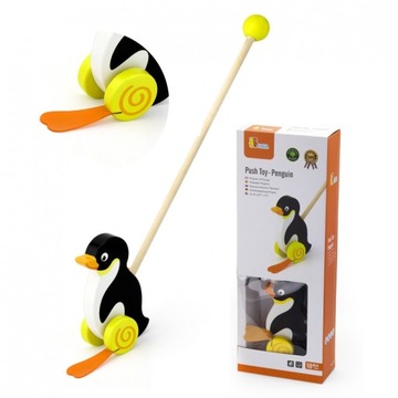 DREWNIANY PINGWIN PCHACZ NA KIJU VIGA TOYS ZWIERZĄTKO