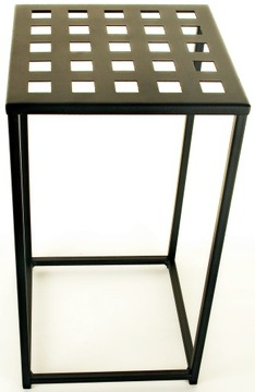 Kwietnik stojący metalowy ażurowy Czarny / 40cm / 1 półka / 22x22cm