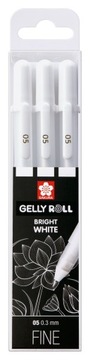 SAKURA GELLY ROLL BRIGHT WHITE 05 ZESTAW 3 SZTUKI