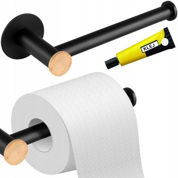 UCHWYT NA PAPIER TOALETOWY CZARNY LOFTOWY ŚCIENNY PRZYKLEJANY NA KLEJ