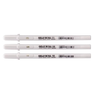 Белые гелевые ручки GELLY ROLL, 3 шт. (R5, 8, 10) Sakura