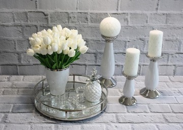 Большой серебряный керамический подсвечник H31.5