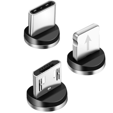 МАГНИТНЫЙ КАБЕЛЬ 3в1 ДЛЯ IPHONE LIGHTNING ANDROID MICRO USB TYPE-C ДЫШАЩИЙ 1м