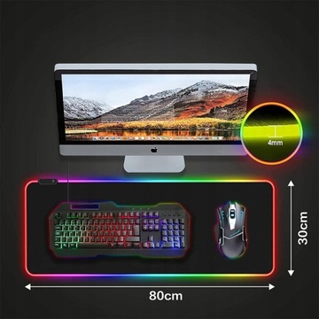 БОЛЬШОЙ КОВРИК ДЛЯ МЫШИ ДЛЯ ИГРОВОГО НАСТА, С RGB ПОДСВЕТКОЙ, 80x30 СМ