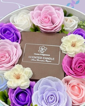 FLOWERBOX МЫЛО ЦВЕТЫ СО СВЕЧАМИ ПОДАРОЧНАЯ КОРОБКА ПОДАРОЧНЫЕ ЦВЕТЫ TT94