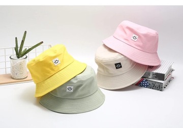 Fashion Women Bucket Hat New Candy Colors Smile Face Sun Hat Outdoor