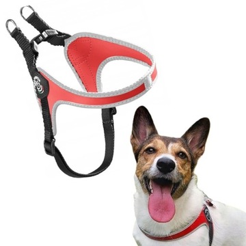 SZELKI dla psa Beagle Buldog 61-77cm TRE PONTI czerwone Z ODBLASKAMI