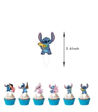 Lilo i Stitch toppery chorągiewki do babeczek tort urodziny 12 szt