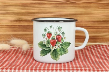 Кружка эмали -сглаженной клубничным винтажом бохо