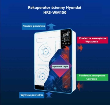 Hyundai HRS-WM150 децентрализованный настенный рекуператор 150 м3/ч с WiFi