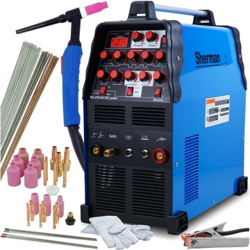 TIG AC DC Puls Spawarka 200A do Aluminium Sherman 210 MMA TIG HF 2T 4T