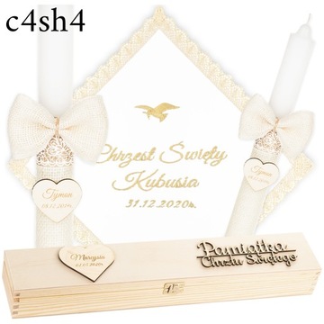 КРЕЩЕНСКАЯ СВЕЧА + КОРОБКА * НАКЛАДКА И КРЕЩЕСТВЕННАЯ СВЕЧА ВЫШИВКА + ГРАВИРОВКА