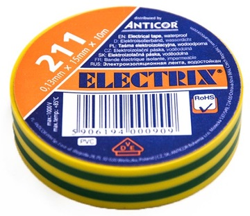 ИЗОЛЕНТА 15Х10 ЖЕЛТО-ЗЕЛЕНАЯ