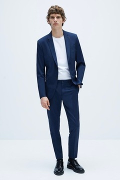 Zara Marynarka o wygodnym kroju Skinny fit męska granatowa żakiet blazer 46