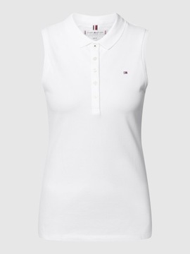 Koszulka polo TOMMY HILFIGER damska polówka bez rękawków slim fit S