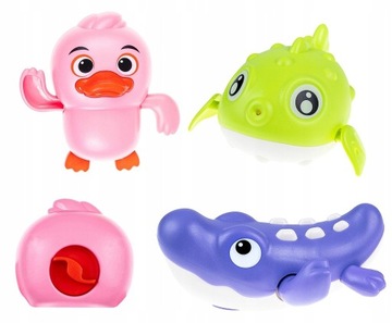 Smily Zabawki do kąpieli wody wanny nakręcane krokodyl kaczka ryba 12m+