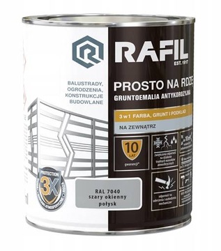 RAFIL Na rdzę POŁYSK szary okienny 2,5l