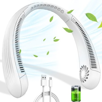 MINI WIATRAK NA SZYJĘ USB BEZ ŚMIGIEŁ TRZY PRĘDKOŚCI 3000MAH