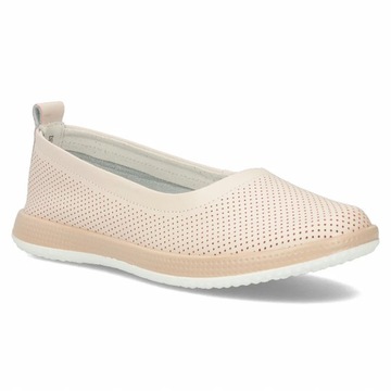 Buty damskie skórzane baleriny wygodne ażurowe Filippo beżowe r.36