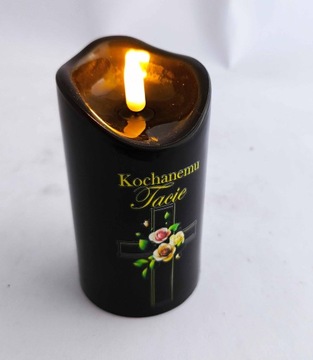 Wkład do zniczy znicz led z dedykacją Kochanemu Tacie Dziadkowi świeca 12cm