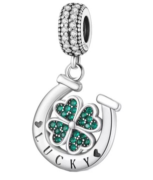 Charms Podkowa Koniczynka Zawieszka Srebro S925