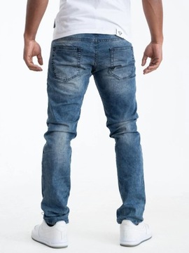 SPODNIE MĘSKIE JEANSOWE PROSTE MODNE DENIM Jasne Niebieskie Royal Blue 31