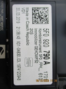 LEON III 5F 2013-2020 - СЧЕТЧИК ВИРТУАЛЬНЫХ ЧАСОВ 5F0920790A