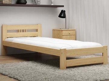 ŁÓŻKO ESM2 90x200 DREWNIANE + STELAŻ SPRĘŻYNUJĄCY