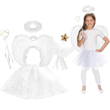 КОСТЮМ АНГЕЛА ANGEL NATIVE HALO БОЛЬШОЙ КОМПЛЕКТ 5в1 ЮБКА С КРЫЛЬЯМИ