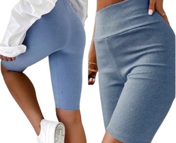 Prążkowane Kolarki Legginsy z Wysokim Stanem Fit Getry L/XL