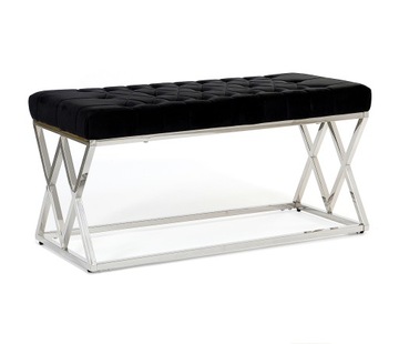 Czarna ławka siedzisko glamour chrom Cesare 80cm