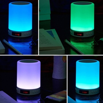 СВЕТОДИОДНЫЙ НОЧНИК С БУДИЛЬНИКОМ, БЕСПРОВОДНОЙ ГРОМКОГОВОРИТЕЛЬ BLUETOOTH, ЛАМПА