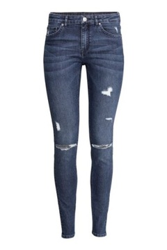 H&M Spodnie superstretch jeansowe Jeansy dziurami ze streczem damskie 40 L