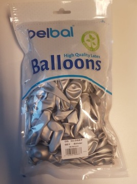Balon Belbal Glossy D5 Silver (5'', 12cm) 100 szt