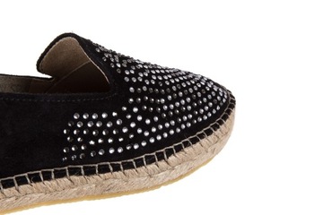 Espadryle Bayla-115 107601 Czarne Półbuty Letnie Skóra Naturalna r.38