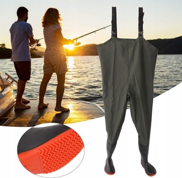 WODERY SPODNIOBUTY WĘDKARSKIE SPODNIE SZELKI WZMOCNIONE GUMOWCE RYBACKIE 42