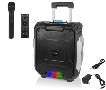 GŁOŚNIK BLUETOOTH KARAOKE MIKROFON USB SD RADIO FM