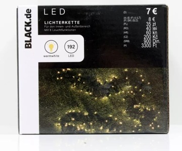 LAMPKI LED WARM WHITE 192 BLACK.DE