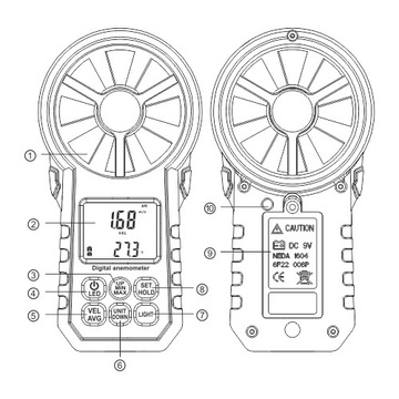 АНЕМОМЕТР АНЕМОМЕТР ВЕТЕРМЕТР ИЗМЕРЕНИЕ ТЕМПЕРАТУРЫ СКОРОСТИ ВОЗДУХА BT LCD